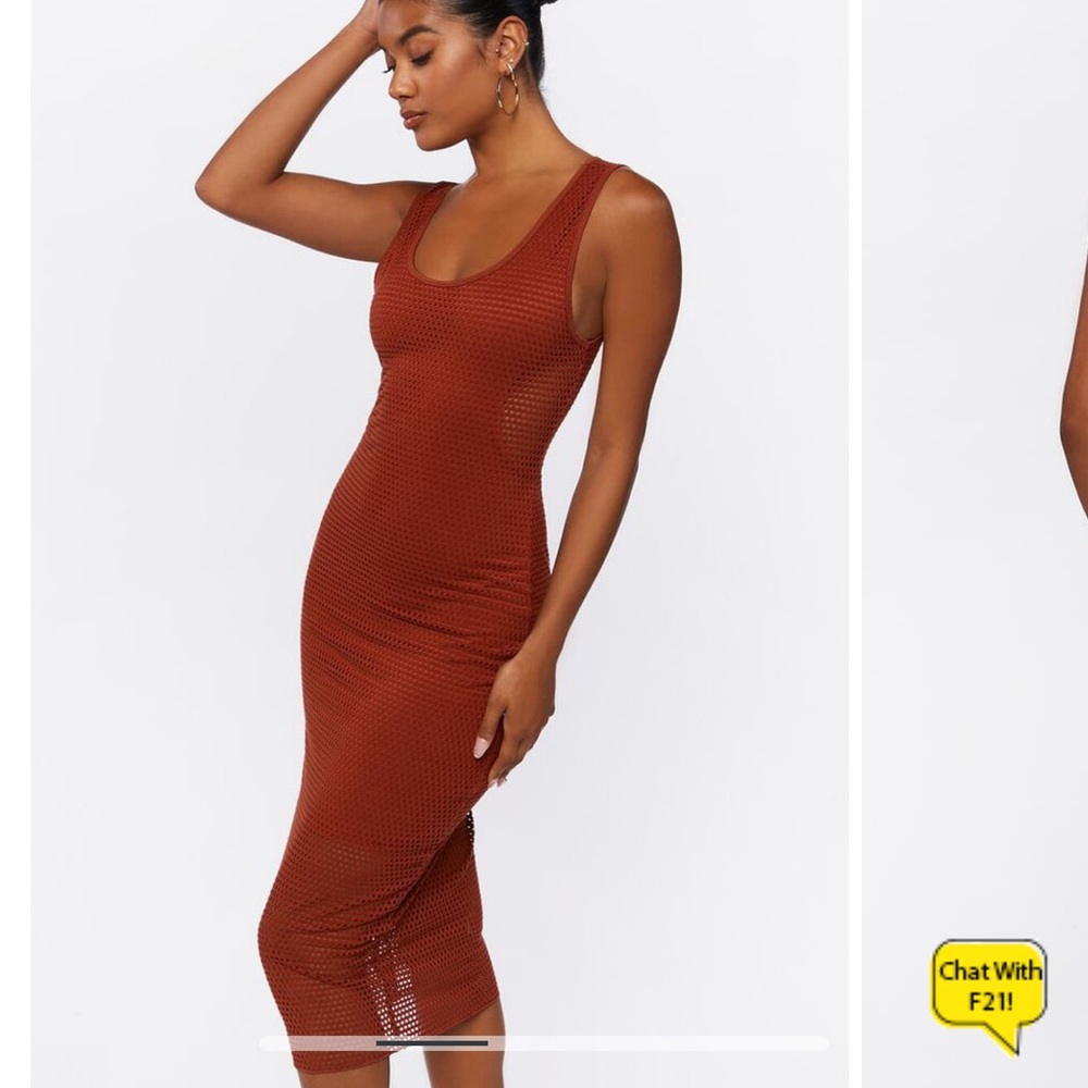 Forever 21 Rust Mesh Bodycon Dress Size L NWT